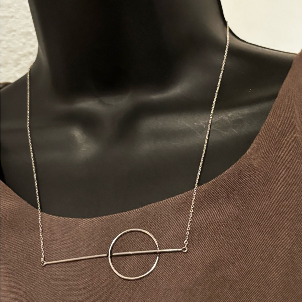 Vintage by (SB)Elegant Silver Circle Pendant Necklace